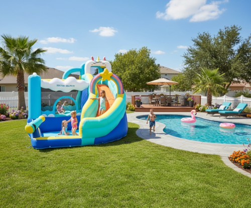 מתקן מתנפח עם מגלשה דגם DD-73056T מבית Doctor Dolphin