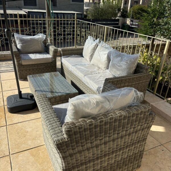 פינת ישיבה תלת מושבית עשויה ראטן דגם AMSTERDAM