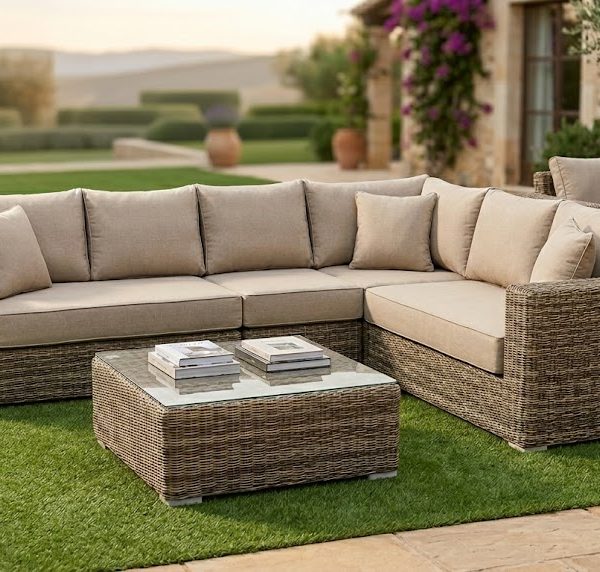 סלון פינתי עשוי ראטן