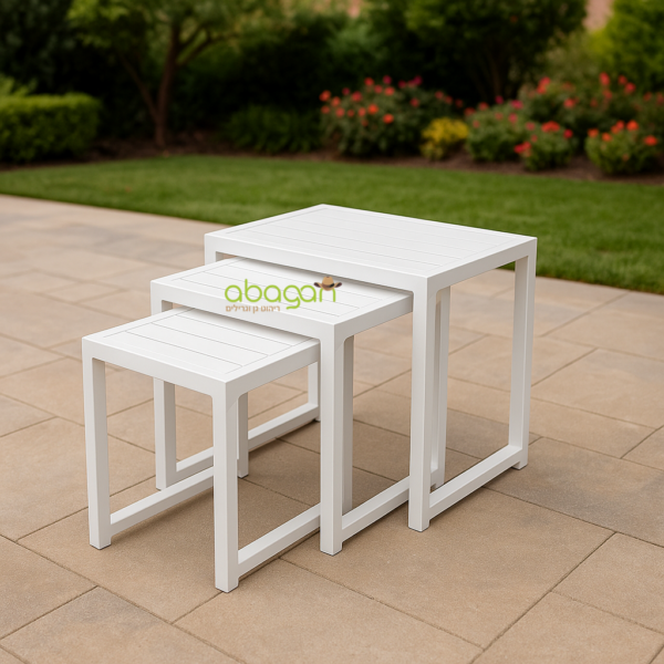 סט 3 שולחנות נמוכים מאלומיניום