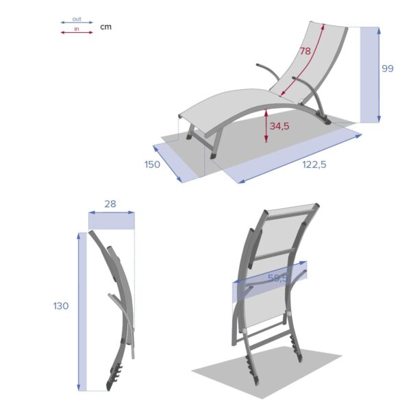 מיטת שיזוף אלומיניום דגם SAMBA