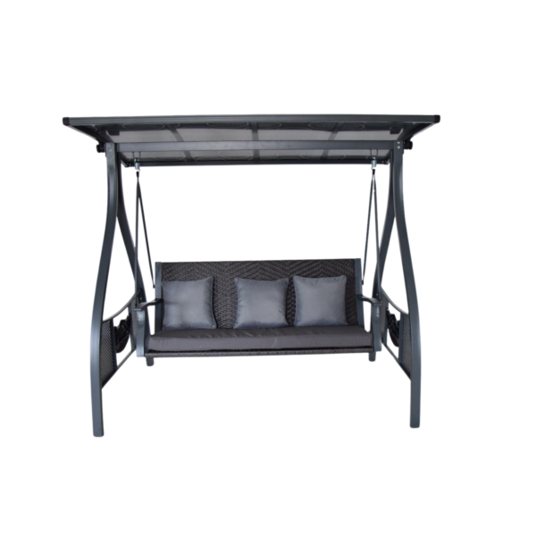 נדנדה תלת מושבית גג אלומיניום פוליקרבונט דגם "פלאיה"