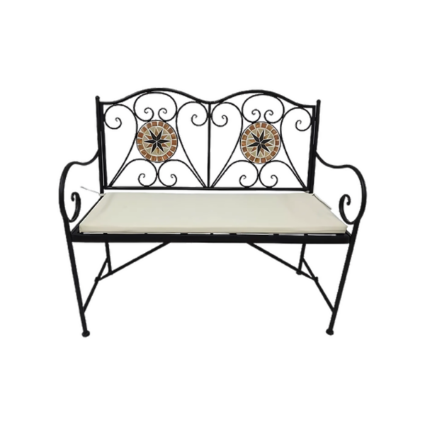 ספסל ברזל משולב פסיפס וכרית ישיבה