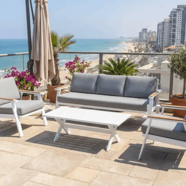 פינת ישיבה אלומיניום תלת מושבית דגם "פיראוס"