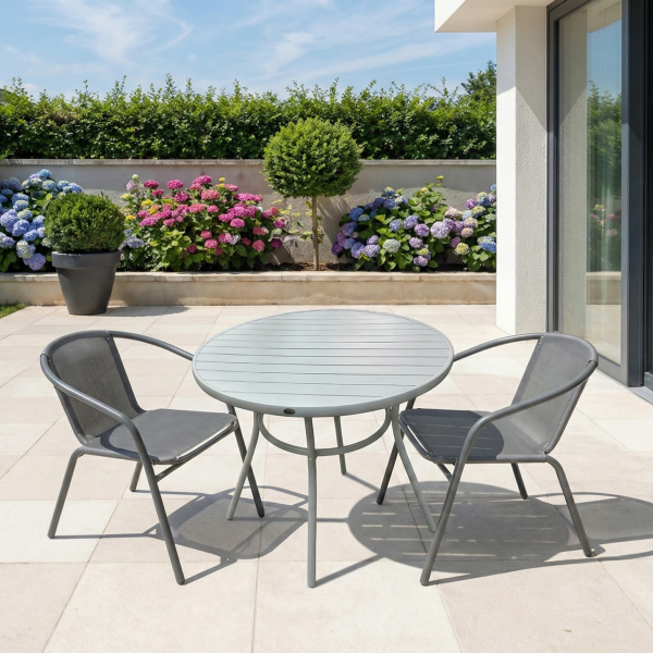 פינת קפה שולחן אלומיניום + 2 כסאות