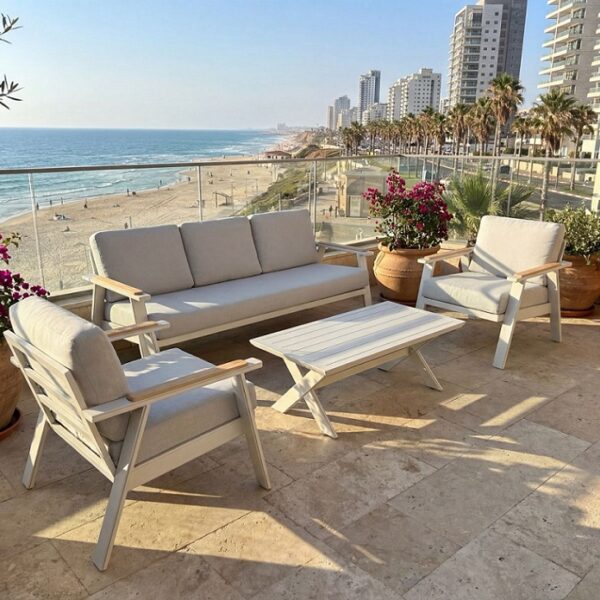 פינת ישיבה אלומיניום תלת מושבית דגם "מרבלה"