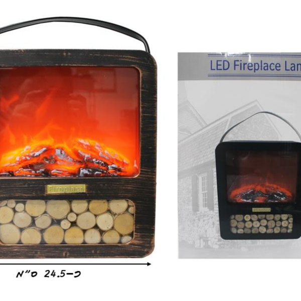 קמין בינוני ברונזה + עצים 29/24.5 ס"מ USB