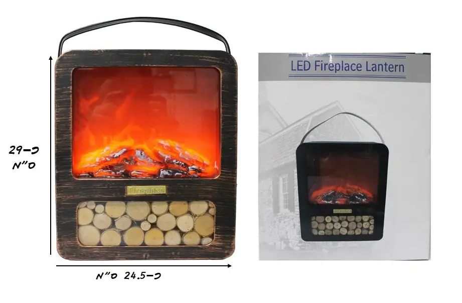 קמין בינוני ברונזה + עצים 29/24.5 ס"מ USB