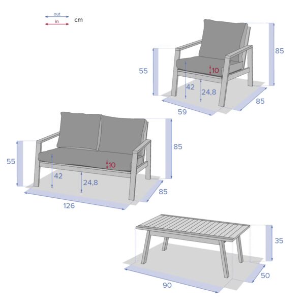פינת ישיבה דו מושבית מעץ מלא דגם "רפאל"