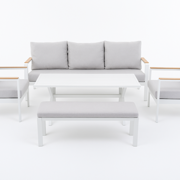 פינת ישיבה תלת מושבית מאלומיניום דגם "ספורה"