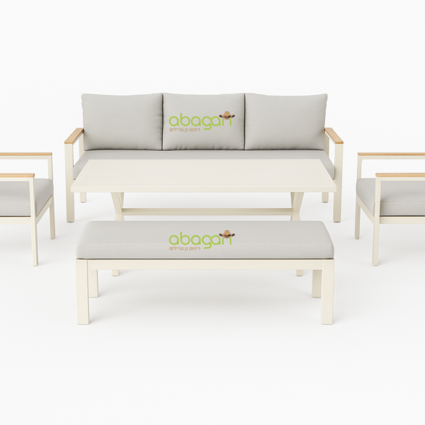 פינת ישיבה תלת מושבית מאלומיניום דגם "ספורה"