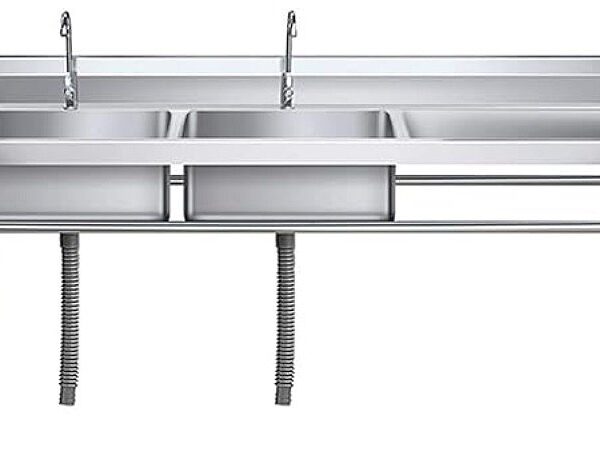 שולחן עבודה משולב 2 כיורים ו 2 ברזים, עשוי נירוסטה דגם SP 69-3