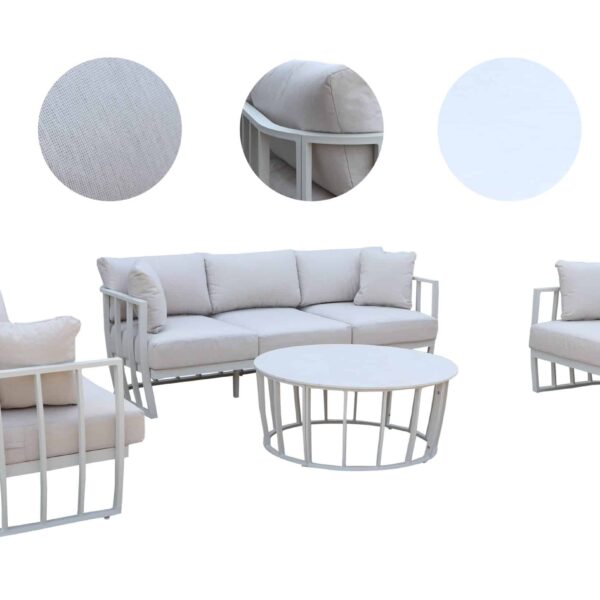 מערכת ישיבה אלומיניום מפוארת דגם  QUEEN צבע בז’