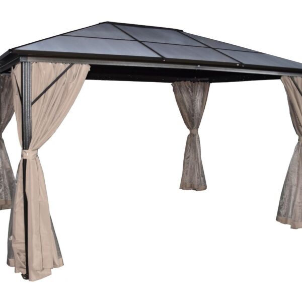 גזיבו אלומיניום 3×4 מ׳ – דגם יוקרתי עם גג פוליקרבונט