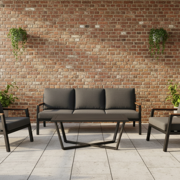 פינת ישיבה תלת מושבית מאלומיניום דגם "שירה"