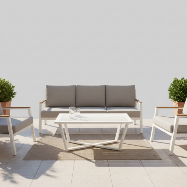 פינת ישיבה תלת מושבית מאלומיניום דגם "שירה"