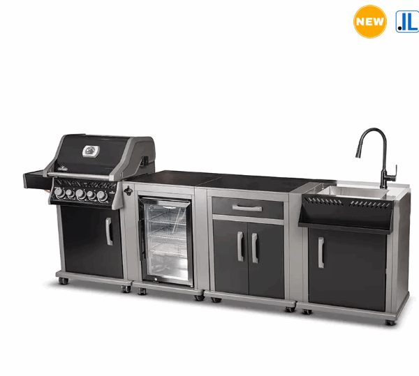 ROGUE MODULAR KITCHEN – NAPOLEON | גריל גז רוג 425 עם כירה – NAPOLEON Rouge + יחידת מקרר + יחידות כיור + יחידת אחסון