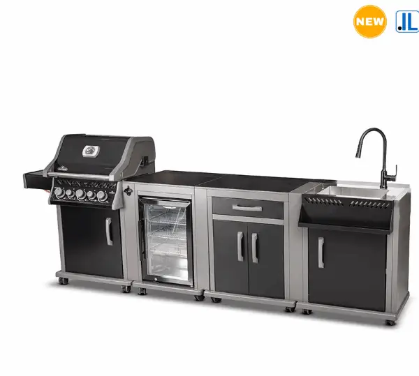 ROGUE MODULAR KITCHEN – NAPOLEON | גריל גז רוג 425 עם כירה – NAPOLEON Rouge + יחידת מקרר + יחידות כיור + יחידת אחסון