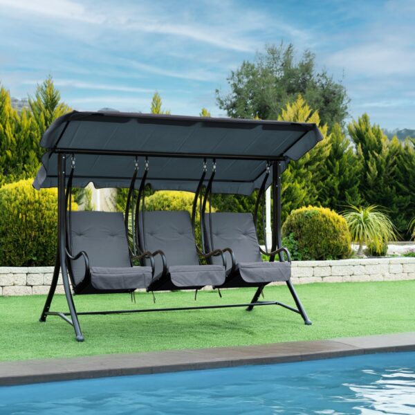 נדנדה תלת מושבית לגינה דגם "ANKARA" נדנוד בנפרד