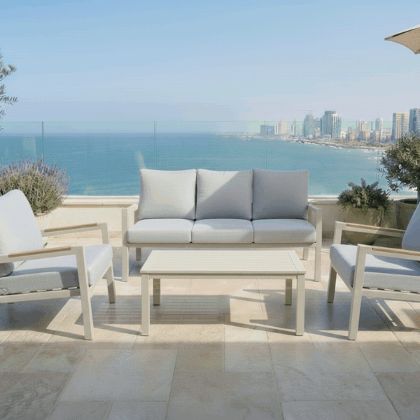 פינת ישיבה תלת מושבית אלומיניום דגם "קפריסין"