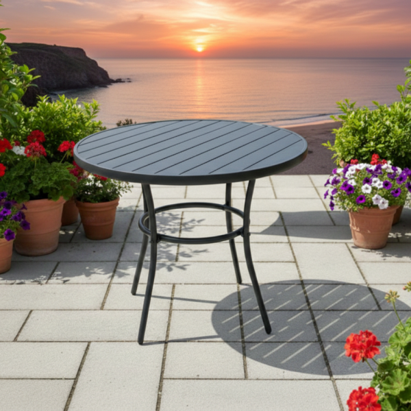 שולחן קפה אלומיניום קוטר 100 ס"מ – דגם "מרסיי"