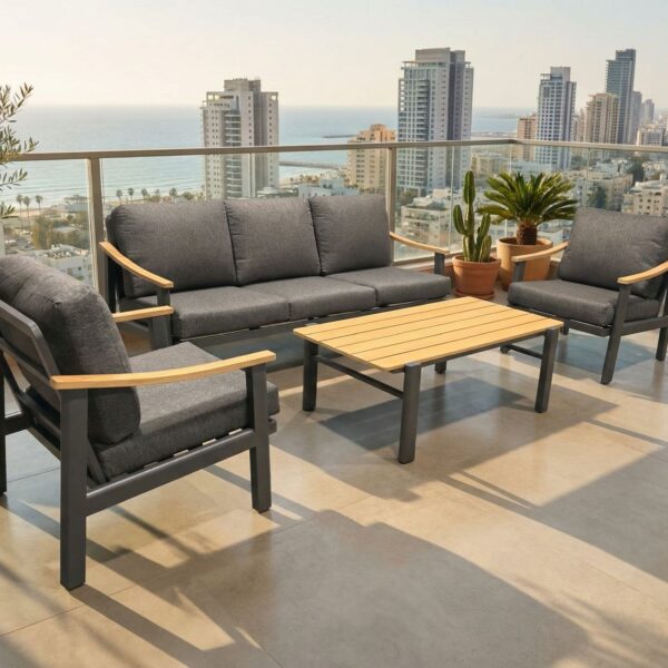 פינת ישיבה אלומיניום תלת מושבית דגם "קיטי"