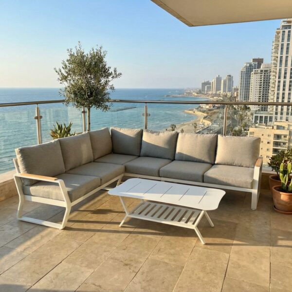 פינת ישיבה פינתית אלומיניום דגם "איה-נאפה"