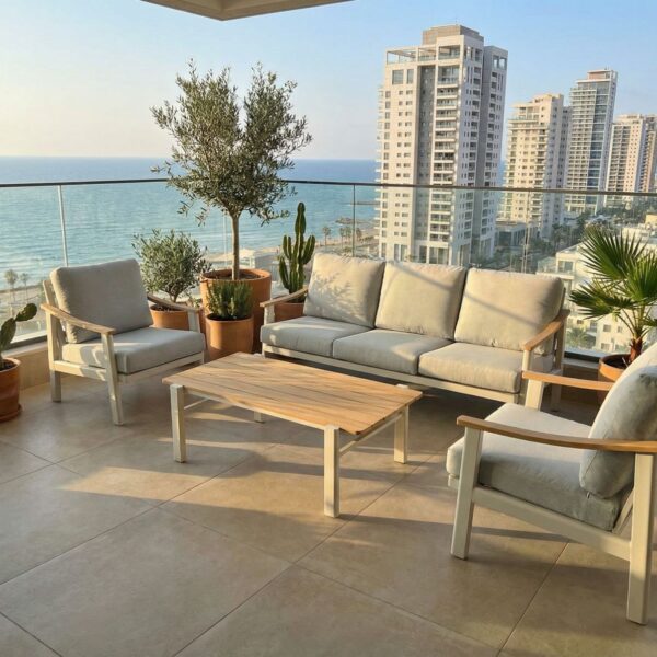 פינת ישיבה אלומיניום תלת מושבית דגם "קיטי"