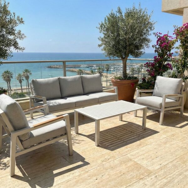 פינת ישיבה תלת מושבית אלומיניום דגם "קפריסין"