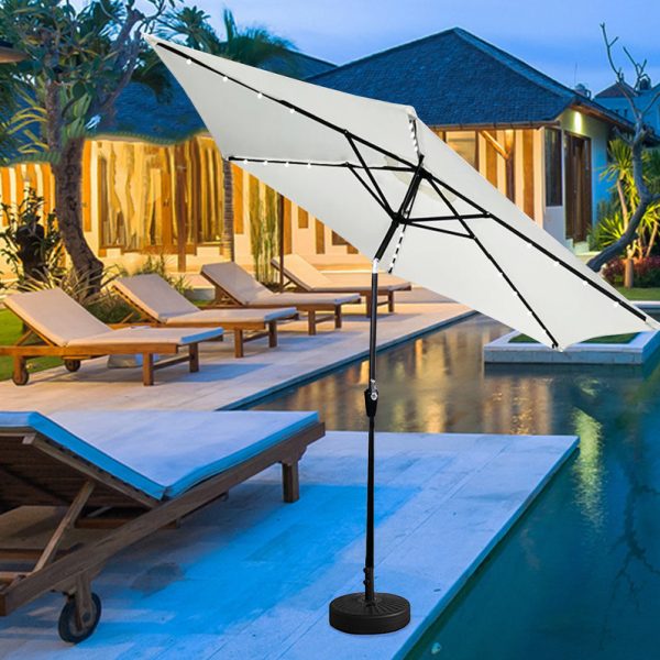 שמשיה עגולה 3 מטר עם תאורת סולרית