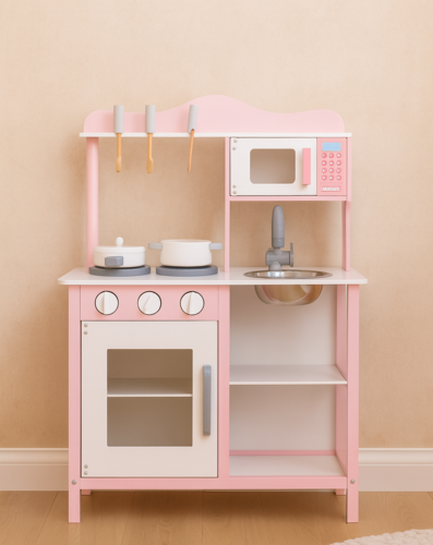 מטבח עץ ורוד לילדים