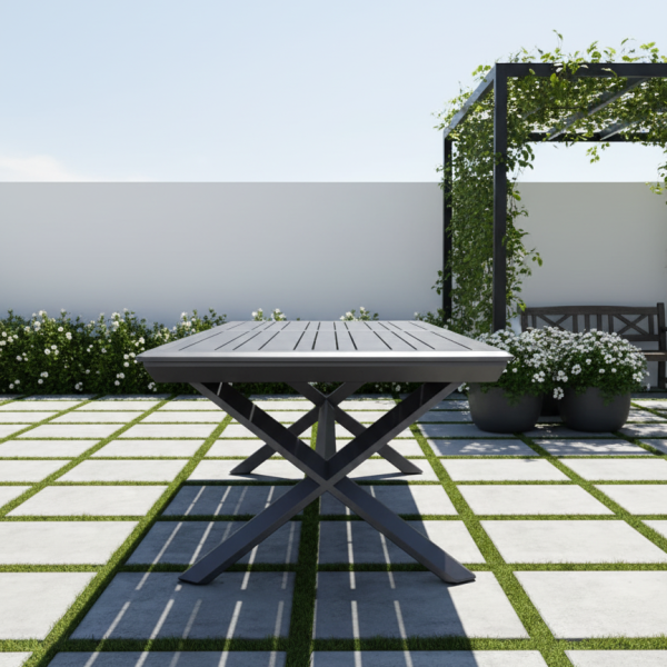 שולחן אלומיניום נפתח ל- 4 מטר רגל X דגם "לוקס" + 10 כסאות פלסטיק יצוק במגוון צבעים