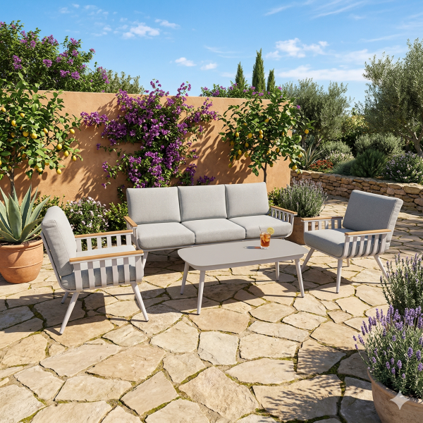 פינת ישיבה תלת מושבית אלומיניום דגם "הוואי"