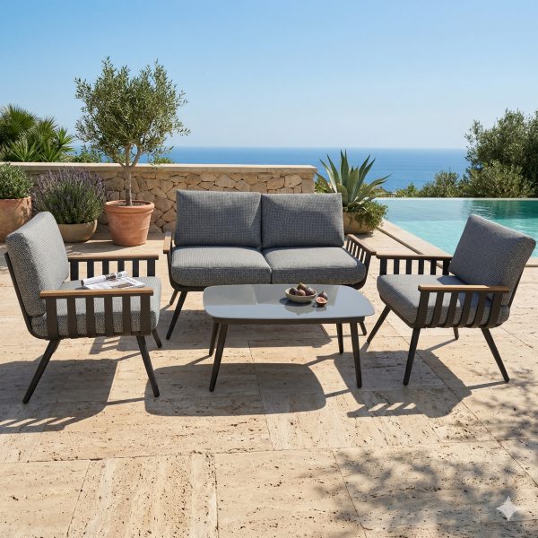 פינת ישיבה דו מושבית אלומיניום דגם "הוואי"