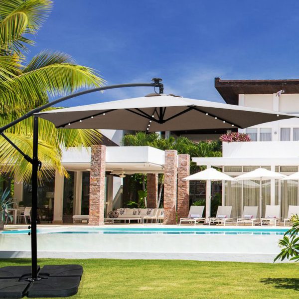 שמשיה רגל צד 3 מטר עם תאורת סולרית