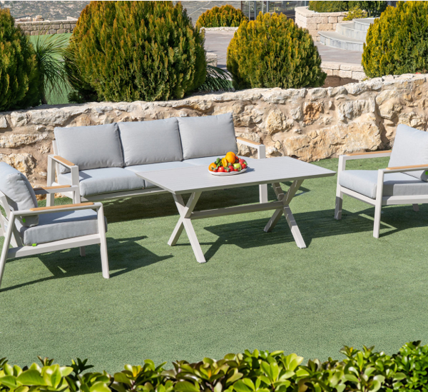 פינת ישיבה תלת מושבית אלומיניום +שולחן גבוהה דגם "Copley"