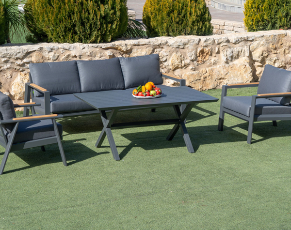 פינת ישיבה תלת מושבית אלומיניום +שולחן גבוהה דגם "Copley"