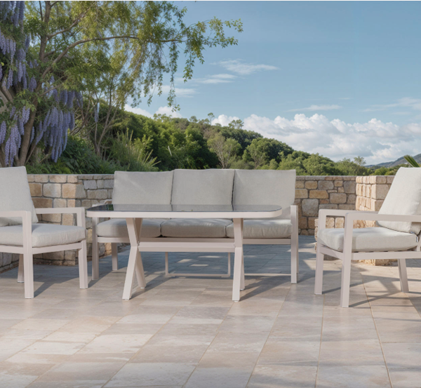 פינת ישיבה אלומיניום תלת מושבית+ שולחן גבוהה דגם "Reno"