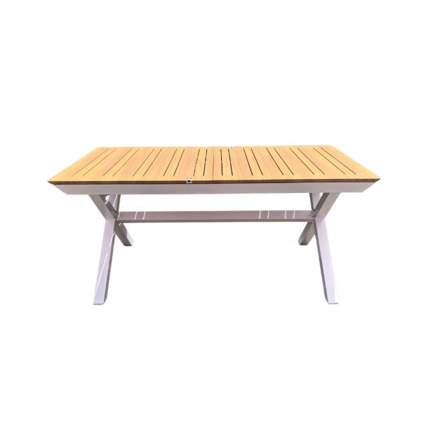 שולחן אלומיניום 216 נפתח ל- 297 רגל X דגם "אטלס" בשילוב עץ