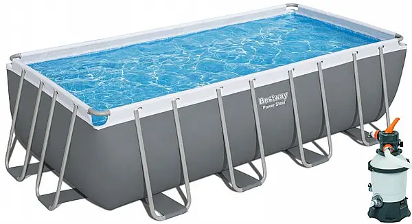 בריכה מלבנית אולטרה 488X244X122 BESTWAY 56671 ס"מ + משאבת חול 950 גלון + סולם + כיסוי